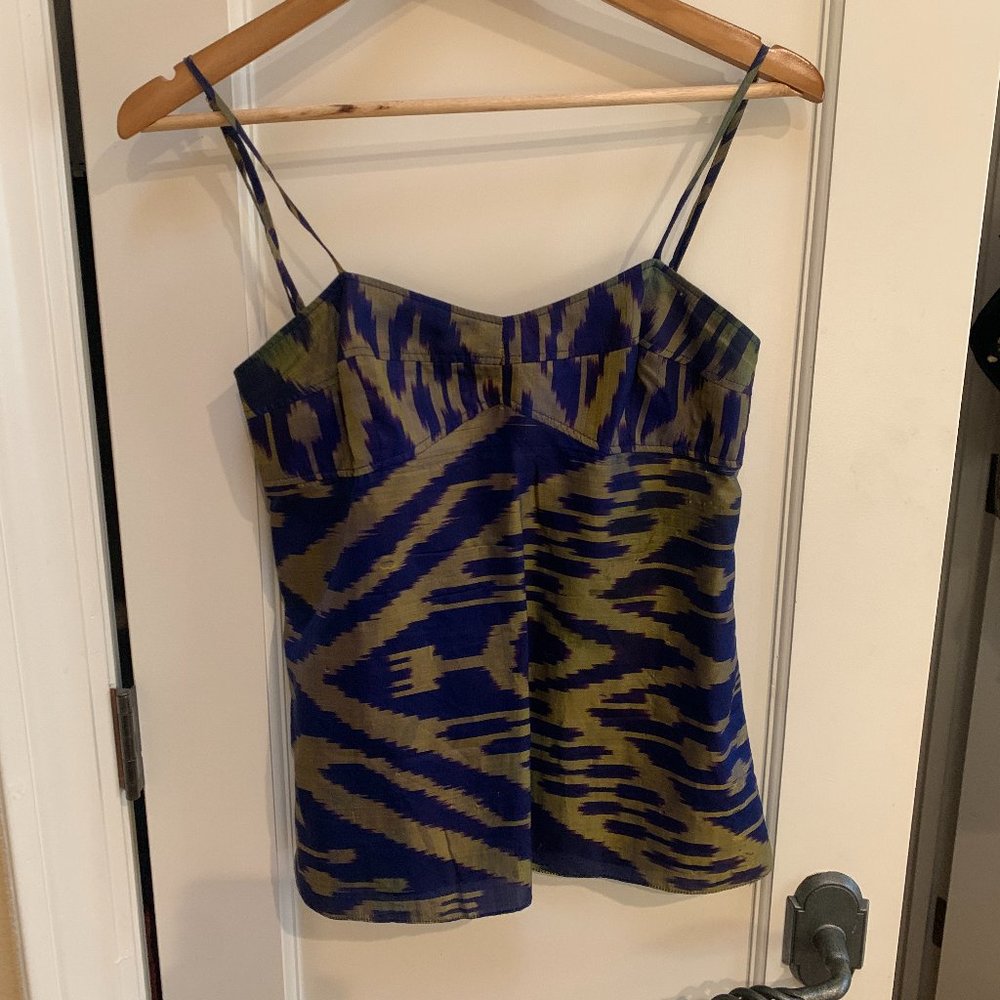 Purple and tan silk spaghetti strap tank top